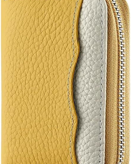 Linno RFID 20 Slots Credit Card Holder Genuine Leather Small Wallet for Women or Men with Zipper