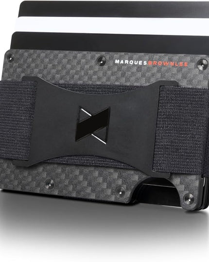 Ridge Wallet for Men - Slim Minimalist Compact Wallet and Card Holder, RFID Protected Front Pocket Wallets for Men with Integrated Cash Strap (MKBHD Carbon Fiber)
