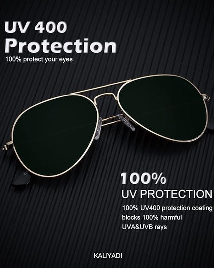 KALIYADI Classic Aviator Sunglasses for Men Women Driving Sun glasses Polarized Lens UV Blocking