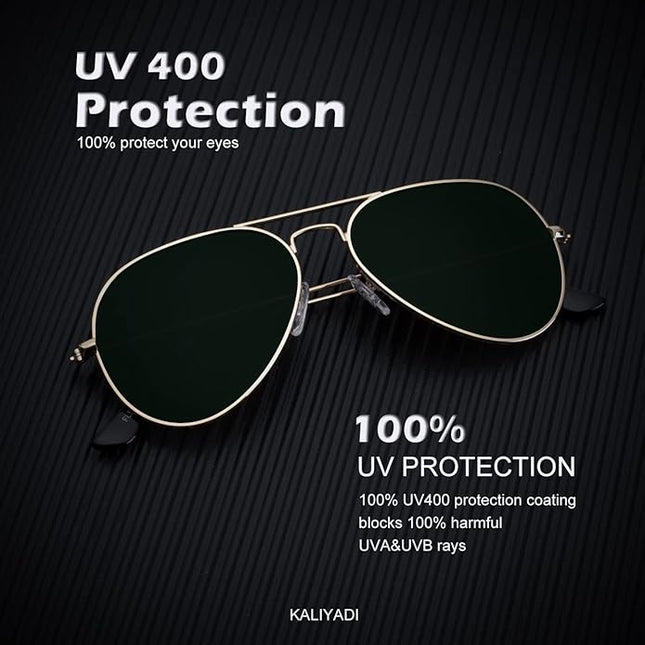 KALIYADI Classic Aviator Sunglasses for Men Women Driving Sun glasses Polarized Lens UV Blocking