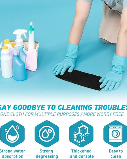 Microfiber Cleaning Cloth-24Pcs (13x13 inch) Ultra Soft Highly Absorbent Rags for Housekeeping-Machine Wash (Black)