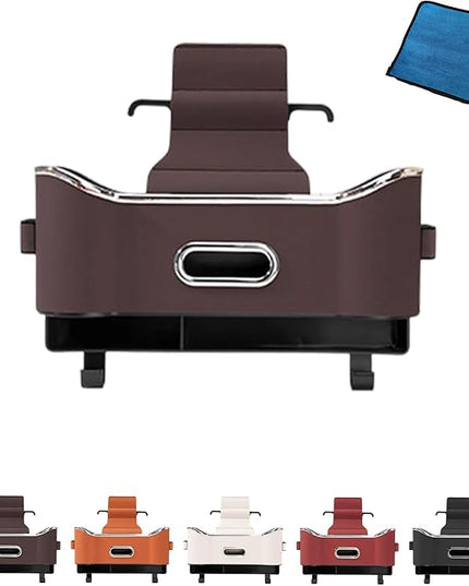 Car Organizers and Storage Box, 4-in-1 Car Back Seat Organizer with Phone Holder, Cup Holders, Tissue Box Dispenser & Storage Hook, Multi-functional Organizer for Phone, Drinks (Brown,Style1)