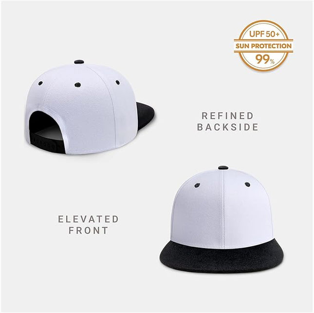 CHOK.LIDS Flat Bill Visor Classic Snapback Hat Blank Adjustable Brim High Top End Trendy Color Style Plain Tone Baseball Cap