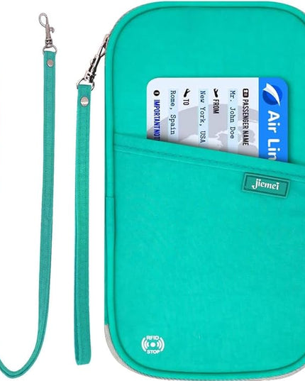 RFID Family Passport Wallet Holder Waterproof, Travel Document Organizer Credit Card Clutch Bag for Men Women