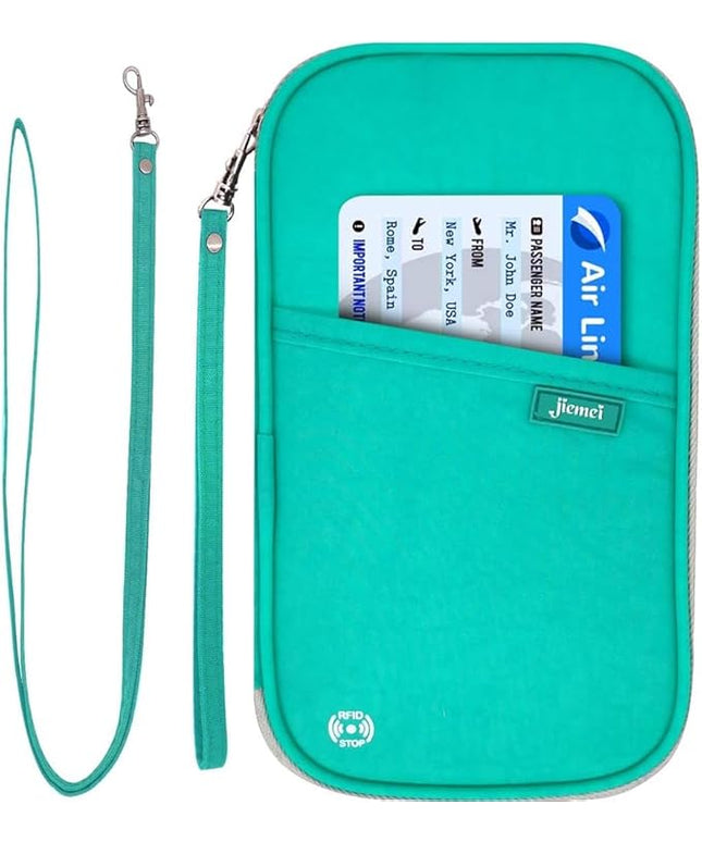 RFID Family Passport Wallet Holder Waterproof, Travel Document Organizer Credit Card Clutch Bag for Men Women