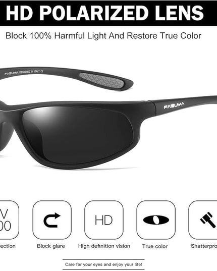 FAGUMA Polarized Sports Sunglasses For Men Cycling Driving Fishing UV400 Protection