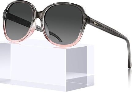 CARFIA Acetate Oversized Square Polarized Sunglasses for Women UV Protection Retro Trendy Big Shades