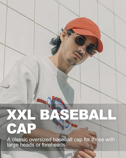 Zylioo XL XXL Oversize Baseball Cap, 100% Cotton Adjustable Dad Hat for Big Heads 23.5"-25.5", Soft Crown Large Size Cap