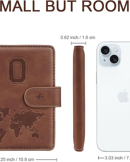 Passport Holder Wallet Cover Personalized Letter A-Z Travel Wallet RFID Blocking Passport Cover Wallet Case for Travel Passport Book Holders for Women and Men, Brown-O