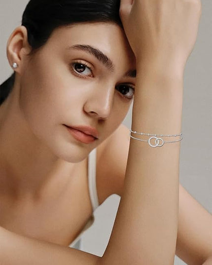 Dorunmo 925 Sterling Silver Infinity Heart Cross Circle Evil Eye Anklet Bracelets for Women Mother's Day Jewelry for Wife Girlfriend Mom Her