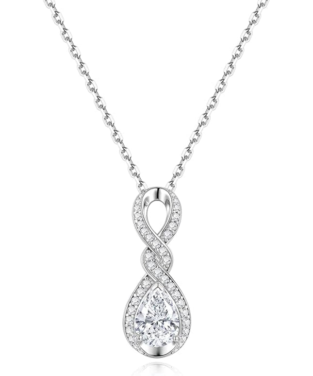 FANCIME Infinity Embrace Birthstone Necklaces for Women Fine Jewelry Sterling Silver Dainty Infinity Pendant Anniversary Birthday Christmas Gifts for Her Wife Mom Daughter