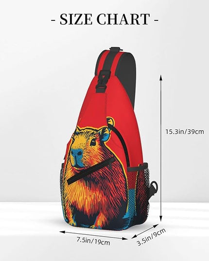 Animal Face Sling Bag Crossbody Bags Chest Bag Backpack for Travel Running and Hiking for Men Women Colorful Capybara