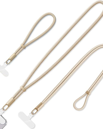 3 Pack Phone Lanyard,1×Phone crossbody strap,1×Phone Neck Strap,1×Wrist Strap,3×Tether Tabs,Universal Cell Phone Multifuctional Patch Polyester Lanyards(Light Camel)