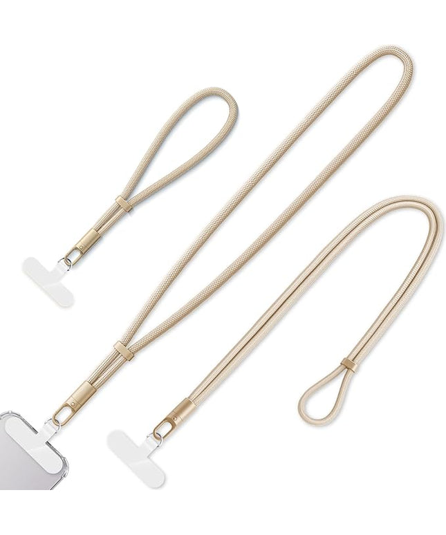 3 Pack Phone Lanyard,1×Phone crossbody strap,1×Phone Neck Strap,1×Wrist Strap,3×Tether Tabs,Universal Cell Phone Multifuctional Patch Polyester Lanyards(Light Camel)