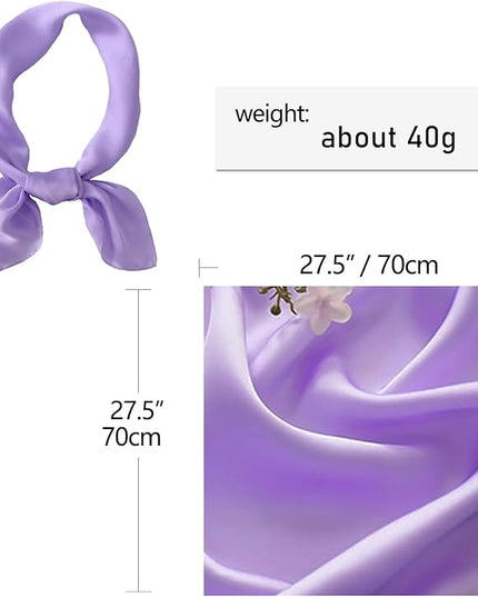 CHUNG Women's Square Satin Scarf 27.5" Bandanas Solid 50s Retro Neck Scarves Emulation Silk Handbag Hair Ribbons Necktie