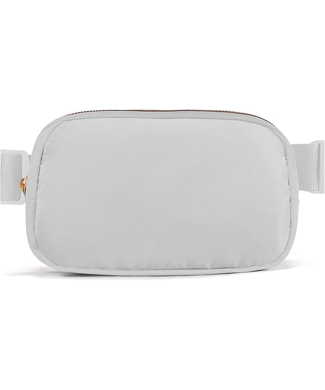 Cwualo Belt Bag Zipper Fanny Pack Crossbody Bags for Women,Fashion Nylon Waist Packs, Water Repellent Two Way wear with Adjustable Strap Gifts for Teenage Girls Women Men(light gray)