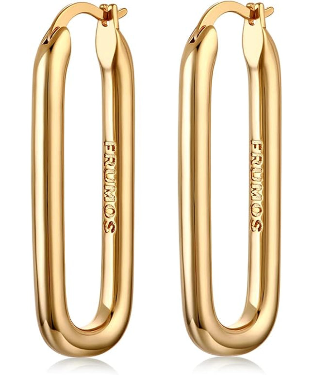 18K Gold Plated Chunky Hoop Earrings for Women Fashion Thick Gold Hoops Set Jewelry for Birthday Christmas Gifts