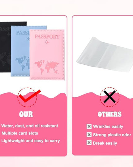 3 Pack Passport Covers, Passport Holder for Travel Passports Wallet Cover Case for Women Passports Book Holders for Women and Men Travel Must Haves Accessories