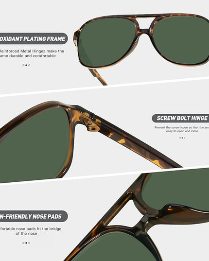 YDAOWKN Retro Aviator Sunglasses for Women Mens Large Frame Classic Vintage 70s Sun Glasses Aviators