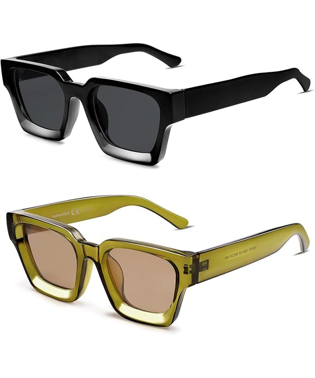 VANLINKER Thick Square Sunglasses for Men Women Retro Chunky Rectangle Shades UV400 Protection VL9731
