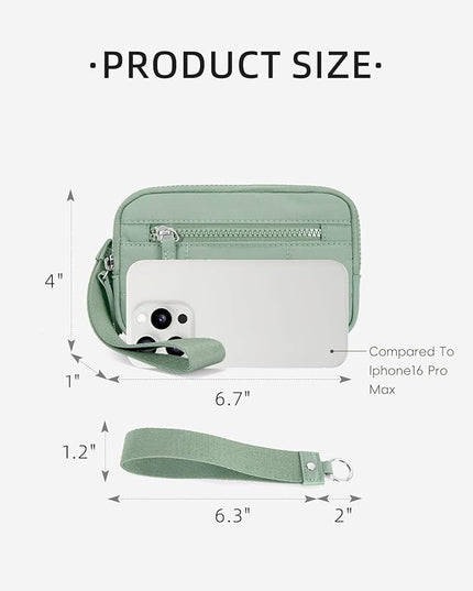 WESTBRONCO Wristlet Wallets for Women Nylon Quilted RFID Wallet with 3 Zipper Purse for Travel