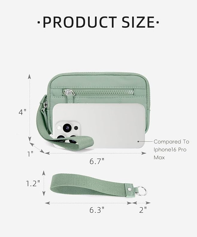 WESTBRONCO Wristlet Wallets for Women Nylon Quilted RFID Wallet with 3 Zipper Purse for Travel
