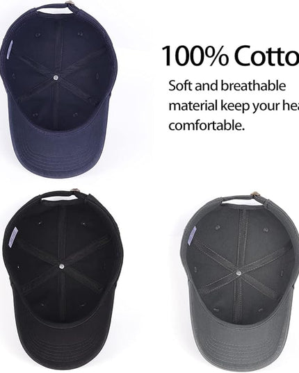 Zylioo XL XXL Oversize Baseball Cap, 100% Cotton Adjustable Dad Hat for Big Heads 23.5"-25.5", Soft Crown Large Size Cap