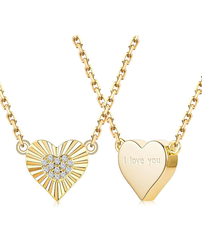 Dainty 14k Gold Heart Necklace, Birthstone Necklace for Women Trendy, Tiny Cubic Zirconia Choker Pendant Necklaces, Cute Love Jewelry Birthday Gifts for Girlfriend Daughter Niece Wife Her