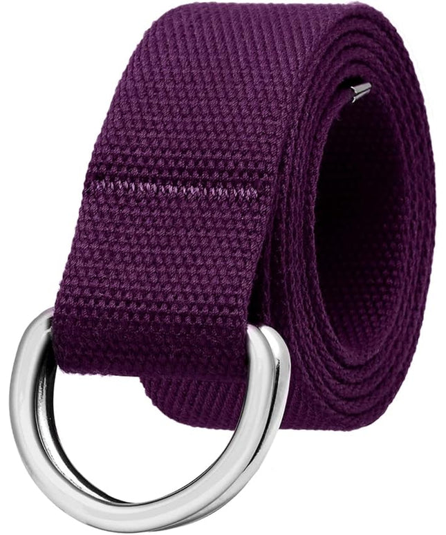Falari Canvas Web Belt Metal Double D Ring Buckle for Men Women Casual Cloth Military Style Belt 1 1/2" Wide