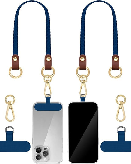 Stretchy Phone Lanyard Tether, 2 Pack Phone Leash Anti-theft Phone Strap for Anti-drop Outdoor Hiking Cycling Climbing Universal for Most Cell Phones, Atlantic Blue