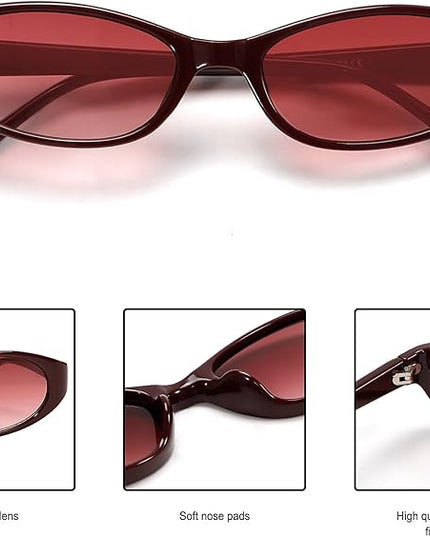 Retro Oval Sunglasses for Women 2026 90s Small Chic Cat Eye Sun Glasses Sunnies Lightweight Shades
