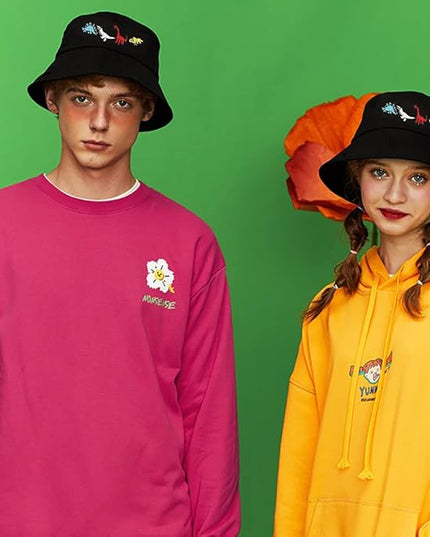 XYIYI Fashion Embroidery Bucket Hat Cotton Beach Fisherman Hats for Women Girls