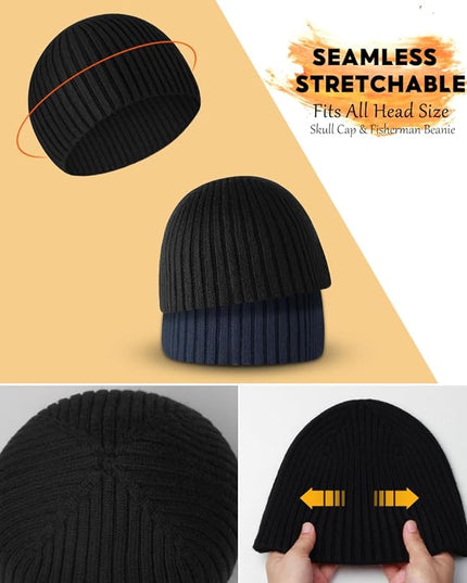 Heniho Winter Wool Beanies for Men Women, Warm Plain Toboggan Hats Ski Running Knit Skull Cap