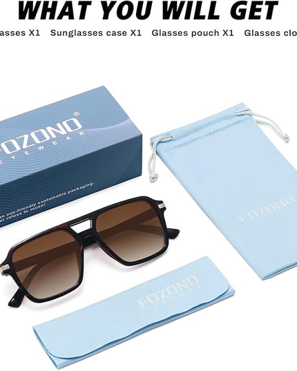 Retro Aviator Sunglasses for Women Men Trendy Classic Square 70s 80s 90s Vintage Shades Double Bridge Aviators FZN813