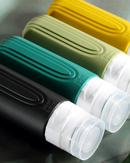 Travel Bottles for Toiletries, Tsa Approved 3oz Travel Size Containers BPA Free Leak Proof Refillable Liquid Silicone Squeezable Travel Accessories for Shampoo Conditioner Lotion (4 Pack)