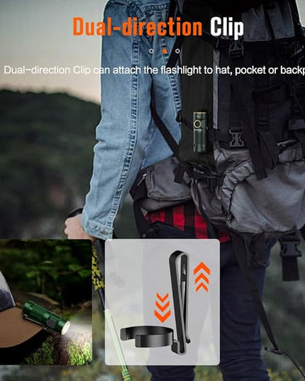 NICRON C1 EDC Flashlight Rechargeable, 1200 High Lumens Type C Charging Pocket Light with Tail Magnet - Small and Powerful Flashlight Dual-Way Clip Portable IPX8 Waterproof for Camping and Daily Use