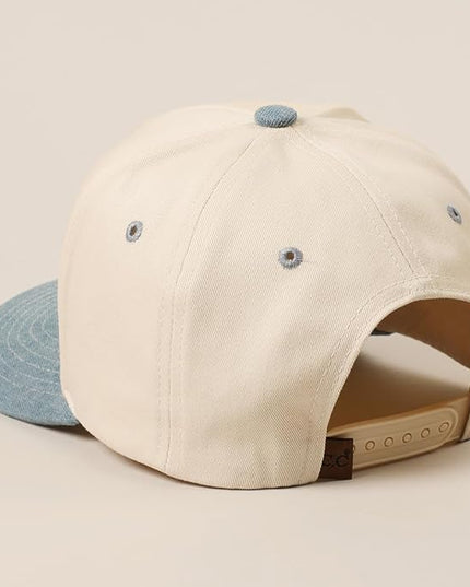 MIRMARU Two-Tone Vintage Canvas Trucker Hats for Men & Women, Adjustable Size Baseball Caps with Trendy Embroidered Design