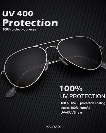 KALIYADI Classic Aviator Sunglasses for Men Women Driving Sun glasses Polarized Lens UV Blocking