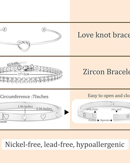 18 K Gold Plated Love Bangle Bracelet Stack Cuff Jewelry for Women Jewelry Set for Women Gift with Box