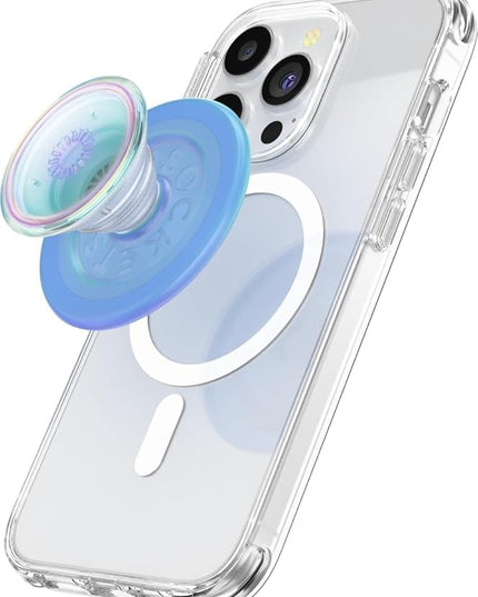 PopSockets Phone Grip for MagSafe with Kickstand, Magnetic Stand, Swappable Top, Secure Hold for iPhone MagSafe Cases, Phone & Tablet Grip - Blue Opalescent