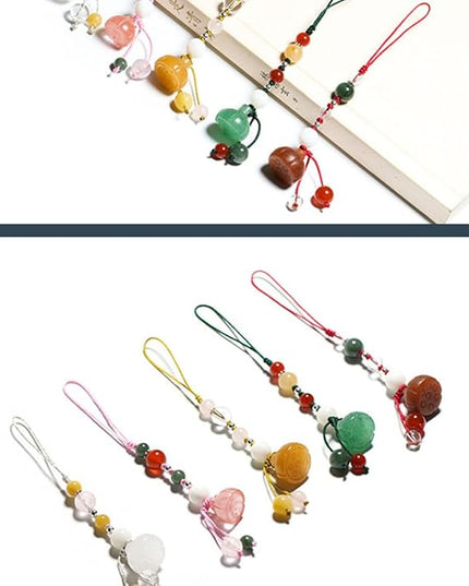 Jade Agate Phone Strap and Car Key Pendant for Women, Natural Stone Material, Pink Color, Short Phone Lanyard Charm Suitable for Cellphone Decoration and Accessories