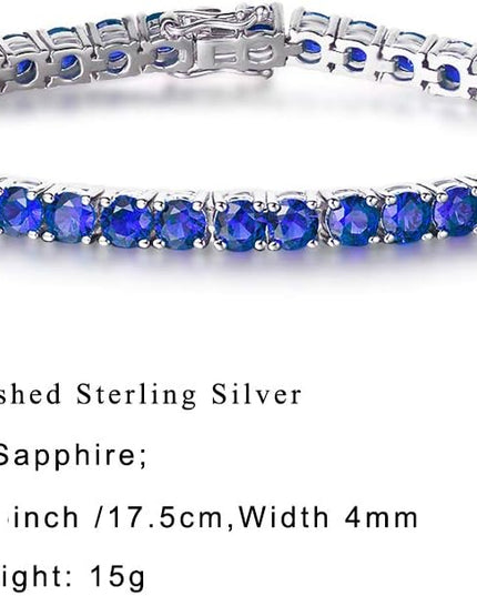 FANCIME Birthstone Bracelet Sterling Silver Gemstone Tennis Bracelets Fine Jewelry Wedding Bridal Prom Birthday Gift for Women Her, Length 7.2 Inch Width 4mm