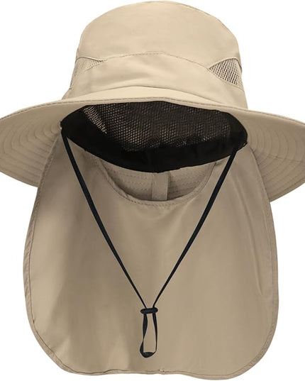 NPQQUAN Sun Hats for Men Women with Neck Flap UPF 50+ UV Protection Wide Brim Bucket Hat Safari Hiking Fishing Hats
