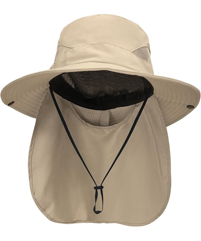 NPQQUAN Sun Hats for Men Women with Neck Flap UPF 50+ UV Protection Wide Brim Bucket Hat Safari Hiking Fishing Hats