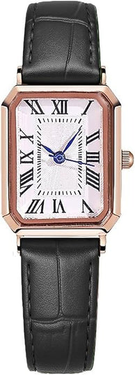 PASOY Vintage Womens Watch Analog Quartz Waterproof Ladies Watches for Women with Leather Strap Square Dial