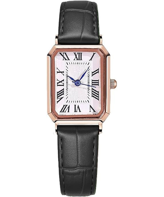 PASOY Vintage Womens Watch Analog Quartz Waterproof Ladies Watches for Women with Leather Strap Square Dial