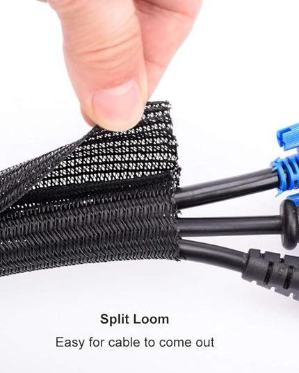 ZhiYo 20ft - 1/2 inch Cable Sleeve, Cord Wrap Wire Protector Tubing for Pets, PC Cable Wrap, Computer Cable Management Sleeve - Black