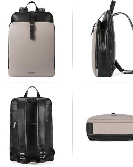 CLUCI Leather Backpack for Women, 15.6 inch Laptop Bag, Large Genuine Work Backpack Travel Back