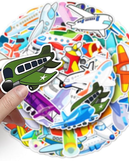 Colorful Airplane Vinyl Stickers, 50 PCS Waterproof Cartoon Aircraft Decals for Laptops, Scrapbooking, Journals, Water Bottles, Phones, Notebooks & DIY Decor
