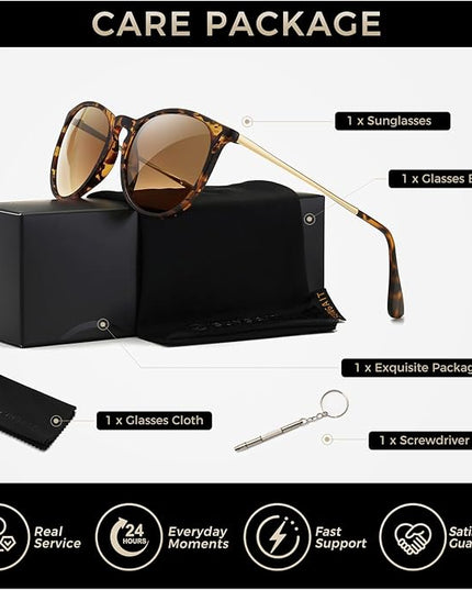 SUNGAIT Premium Vintage Round Sunglasses for Women Men Classic Retro Trendy Style